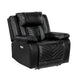 Power Reclining Chair | USB Ports & Blue LED | Foam Fill Black Faux Leather