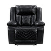 Power Reclining Chair | USB Ports & Blue LED | Foam Fill Black Faux Leather