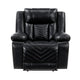 Power Reclining Chair | USB Ports & Blue LED | Foam Fill Black Faux Leather