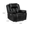 Power Reclining Chair | USB Ports & Blue LED | Foam Fill Black Faux Leather