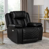 Power Reclining Chair | USB Ports & Blue LED | Foam Fill Black Faux Leather