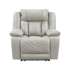 Power Reclining Chair | USB Ports & Blue LED | Foam Fill Gray Faux Leather