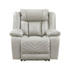 Power Reclining Chair | USB Ports & Blue LED | Foam Fill Gray Faux Leather