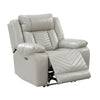 Power Reclining Chair | USB Ports & Blue LED | Foam Fill Gray Faux Leather