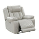 Power Reclining Chair | USB Ports & Blue LED | Foam Fill Gray Faux Leather
