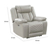 Power Reclining Chair | USB Ports & Blue LED | Foam Fill Gray Faux Leather