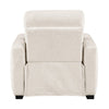 Seira Power Reclining Chair w USB Ports | Beige Chenille | Black Wood