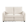 Seira Power Reclining Loveseat w USB Ports | Beige Chenille | Black Wood
