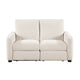 Seira Power Reclining Loveseat w USB Ports | Beige Chenille | Black Wood