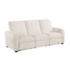 Seira 3 Seater Power Reclining Sofa w USB | Beige Chenille | Black Wood