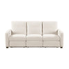 Seira 3 Seater Power Reclining Sofa w USB | Beige Chenille | Black Wood