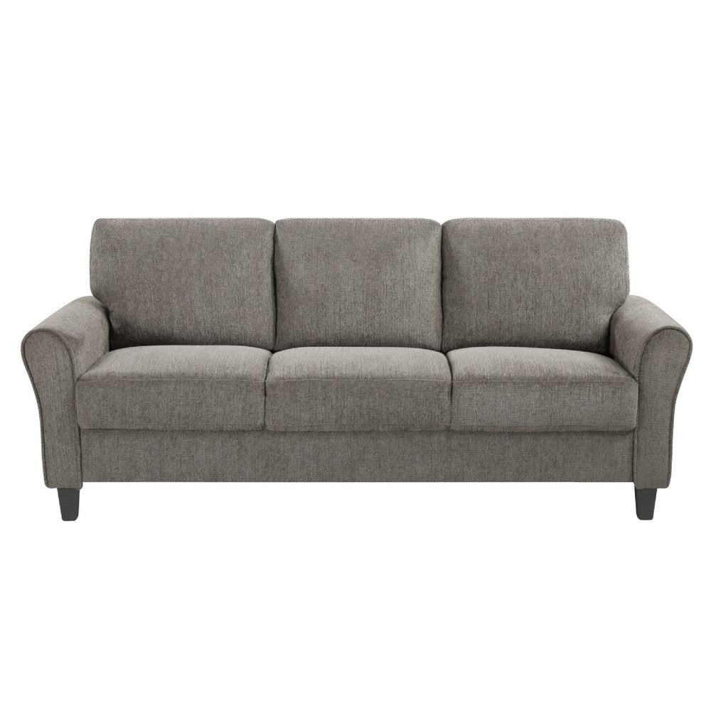 Leroi 3 Seater Sofa | Brown Chenille Padded Seats & Rolled Arms