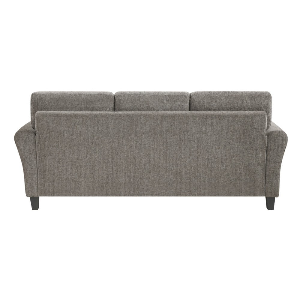 Leroi 3 Seater Sofa | Brown Chenille Padded Seats & Rolled Arms