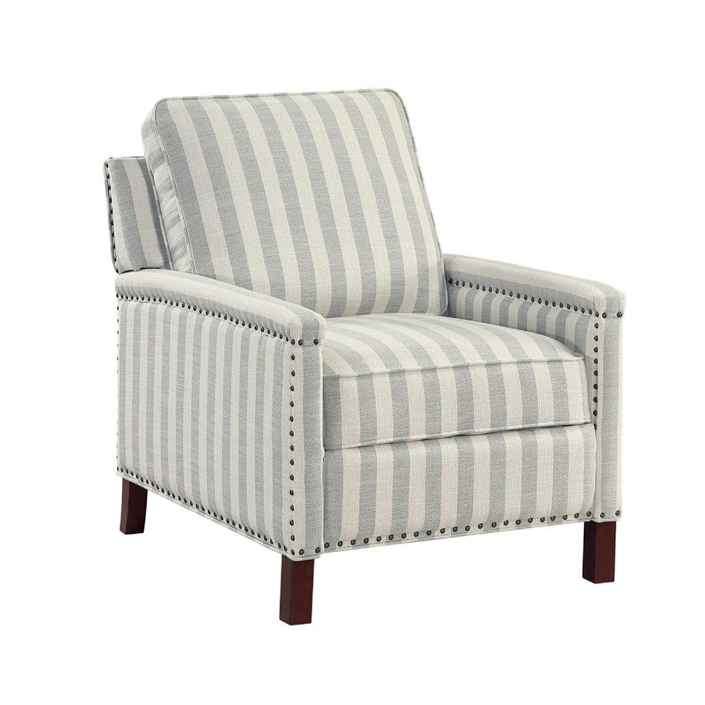 Claire Manual Reclining Chair | Beige & Gray Striped Pattern Polyester
