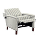 Claire Manual Reclining Chair | Beige & Gray Striped Pattern Polyester