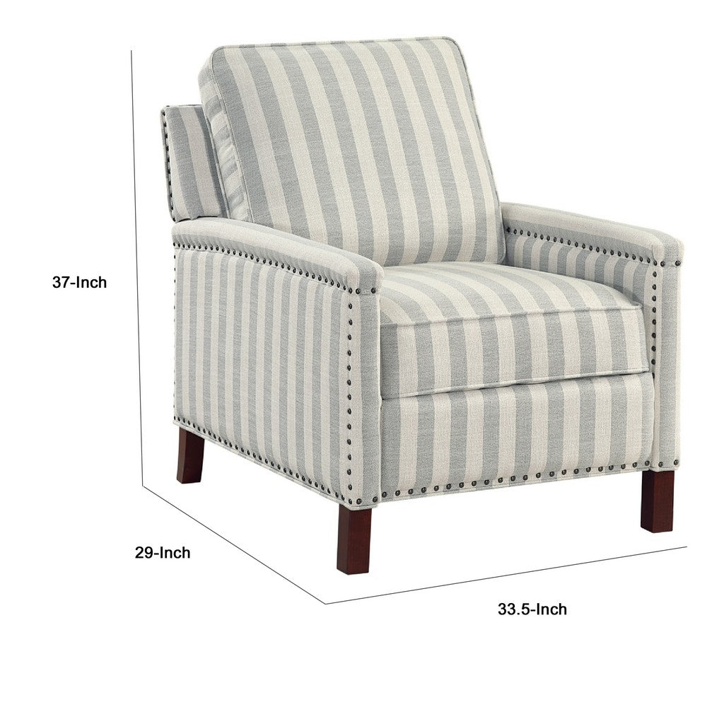 Claire Manual Reclining Chair | Beige & Gray Striped Pattern Polyester