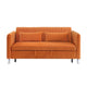 Elina Convertible Pull Out Bed Sofa | 2 Pillows | Drop Back | Orange Velvet