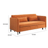 Elina Convertible Pull Out Bed Sofa | 2 Pillows | Drop Back | Orange Velvet