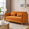 Elina Convertible Pull Out Bed Sofa | 2 Pillows | Drop Back | Orange Velvet