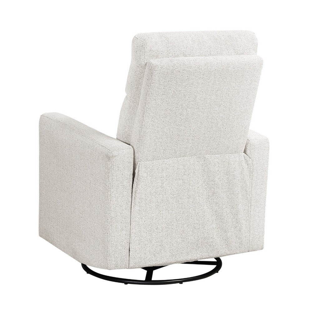 Yujo Manual Swivel Glider Reclining Chair | White Chenille Removable Back
