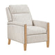 Bex Manual Push Back Recliner Club Chair | White Gray Striped Polyester