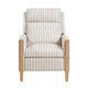 Bex Manual Push Back Recliner Club Chair | White Gray Striped Polyester