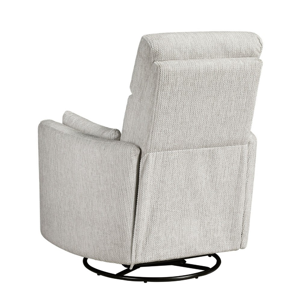 Liny Swivel Manual Glider Reclining Chair w 2 Pillows | Beige Microfiber