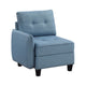 Gey Modular Single Armchair | Storage Seat | Button Tufted Blue Polyester