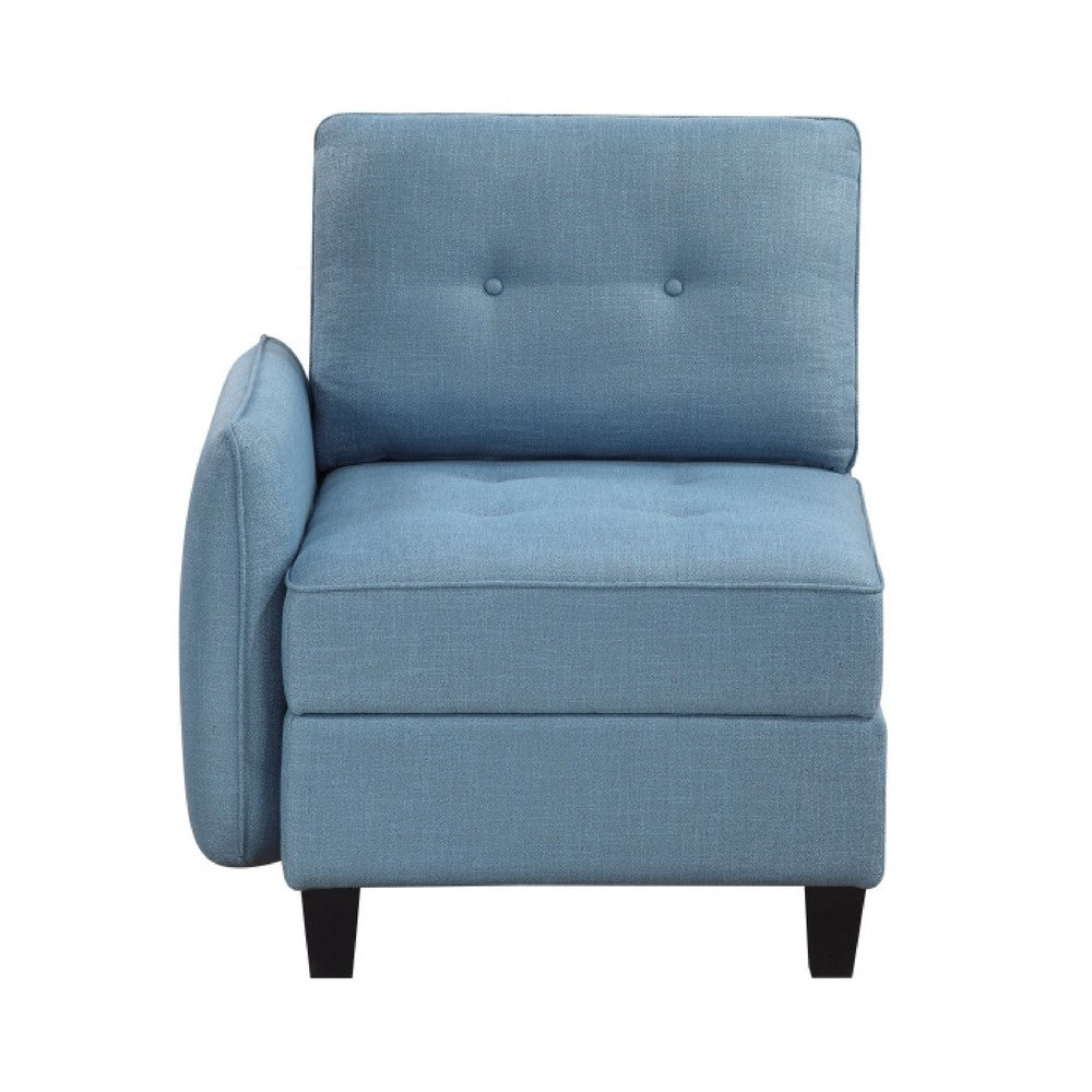Gey Modular Single Armchair | Storage Seat | Button Tufted Blue Polyester