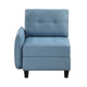 Gey Modular Single Armchair | Storage Seat | Button Tufted Blue Polyester