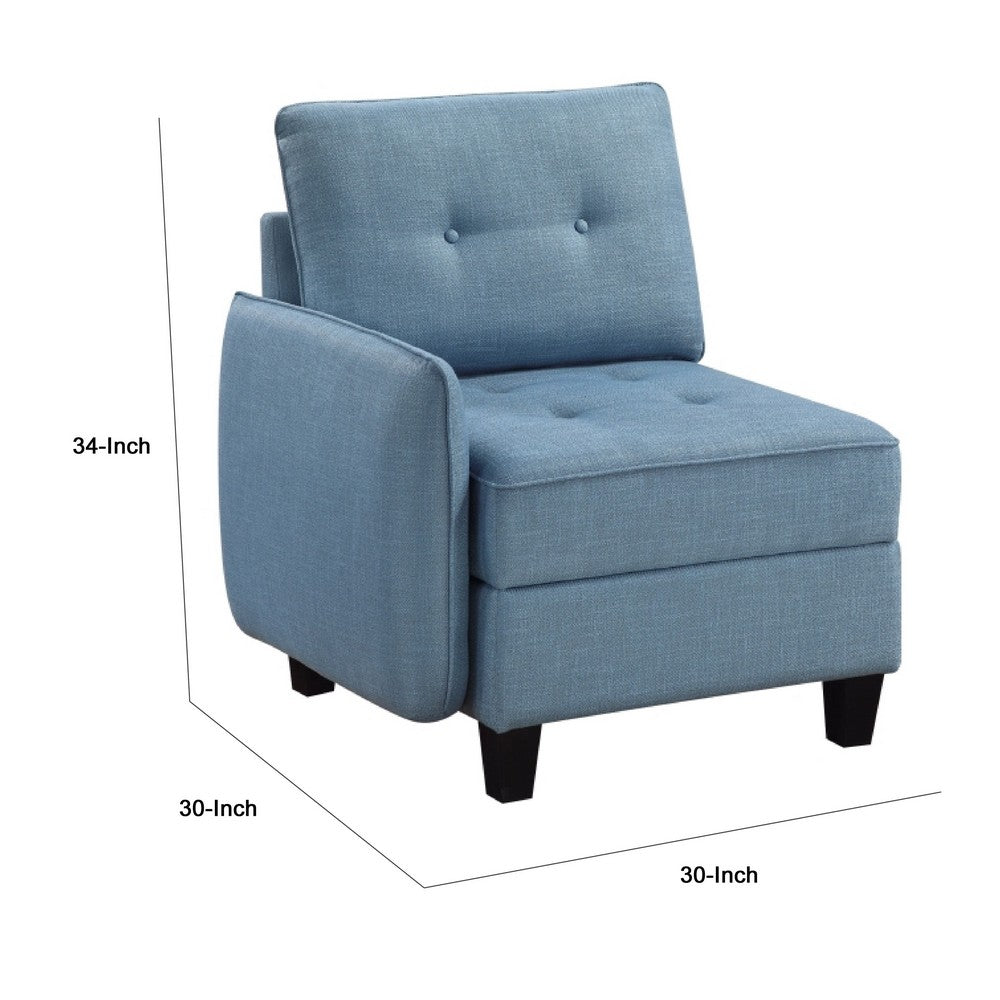 Gey Modular Single Armchair | Storage Seat | Button Tufted Blue Polyester