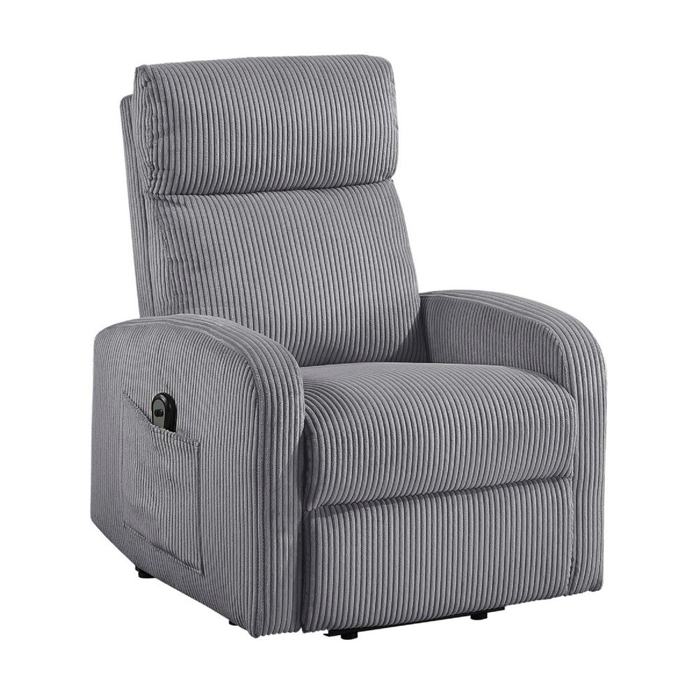 Pary Power Lift Chair | Armrests w Magazine Pocket | Dark Gray Corduroy