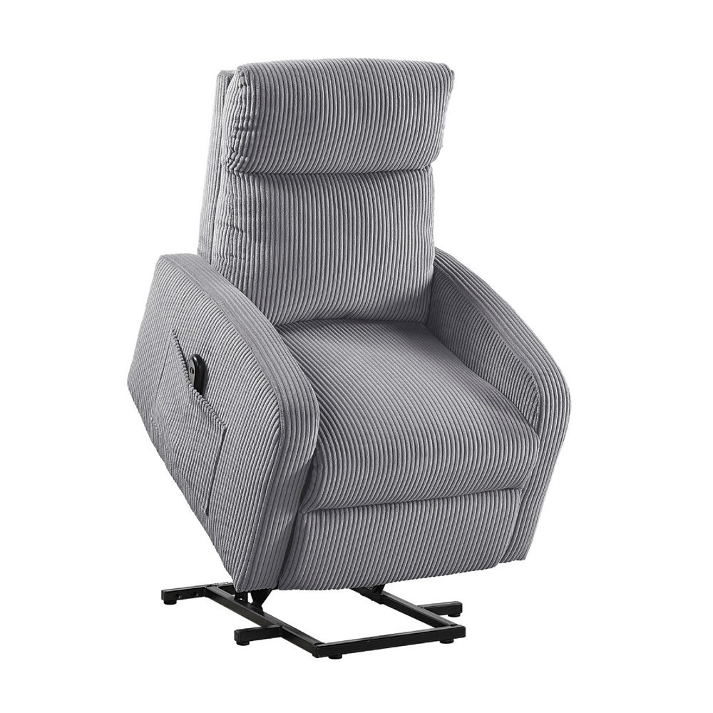 Pary Power Lift Chair | Armrests w Magazine Pocket | Dark Gray Corduroy