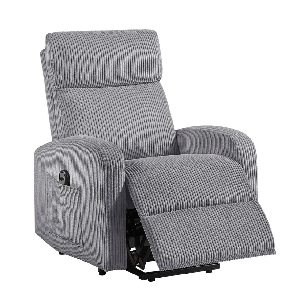Pary Power Lift Chair | Armrests w Magazine Pocket | Dark Gray Corduroy
