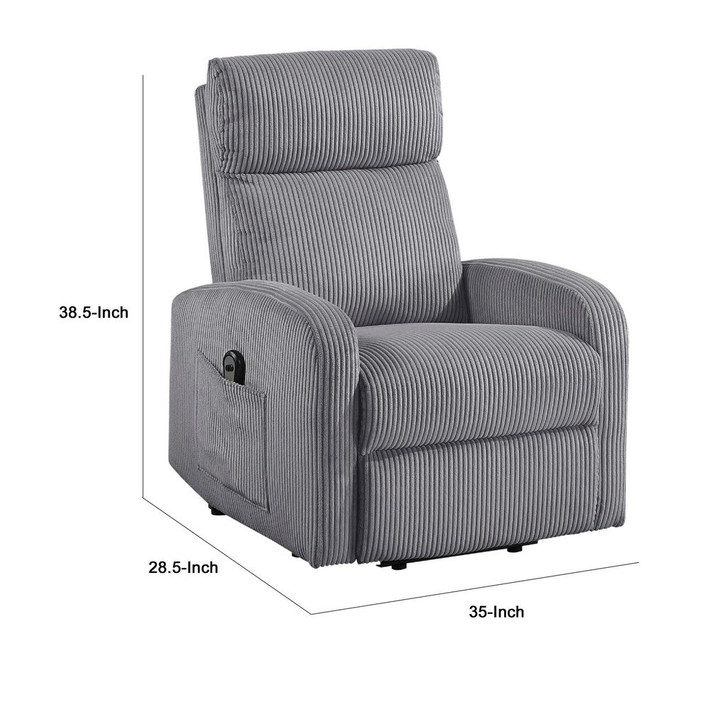 Pary Power Lift Chair | Armrests w Magazine Pocket | Dark Gray Corduroy