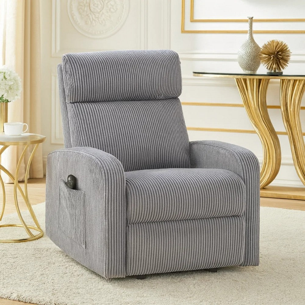 Pary Power Lift Chair | Armrests w Magazine Pocket | Dark Gray Corduroy