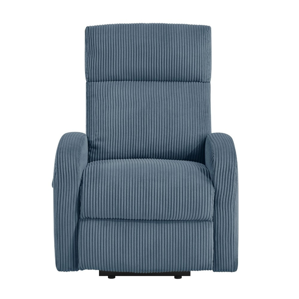 Pary Power Lift Chair | Armrests w Magazine Pocket | Blue Corduroy