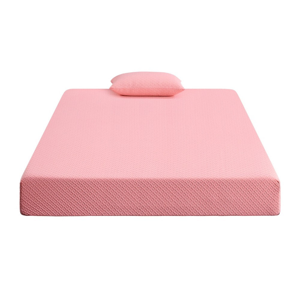 Fia Full Mattress w 1 Pillow | Tea Charcoal Gel Memory Foam | 7" Pink