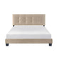 Viki Queen Platform Bed | Button Tufted | Light Brown Velvet Upholstery