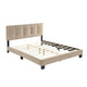 Viki Queen Platform Bed | Button Tufted | Light Brown Velvet Upholstery