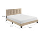 Viki Queen Platform Bed | Button Tufted | Light Brown Velvet Upholstery