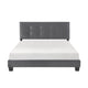 Viki Queen Platform Bed | Button Tufted | Dark Gray Velvet Upholstery