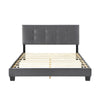 Viki Queen Platform Bed | Button Tufted | Dark Gray Velvet Upholstery