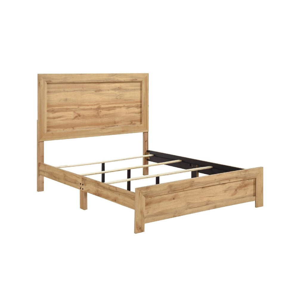 Eby California King Bed | Panel Design | Natural Brown Melamine Laminate