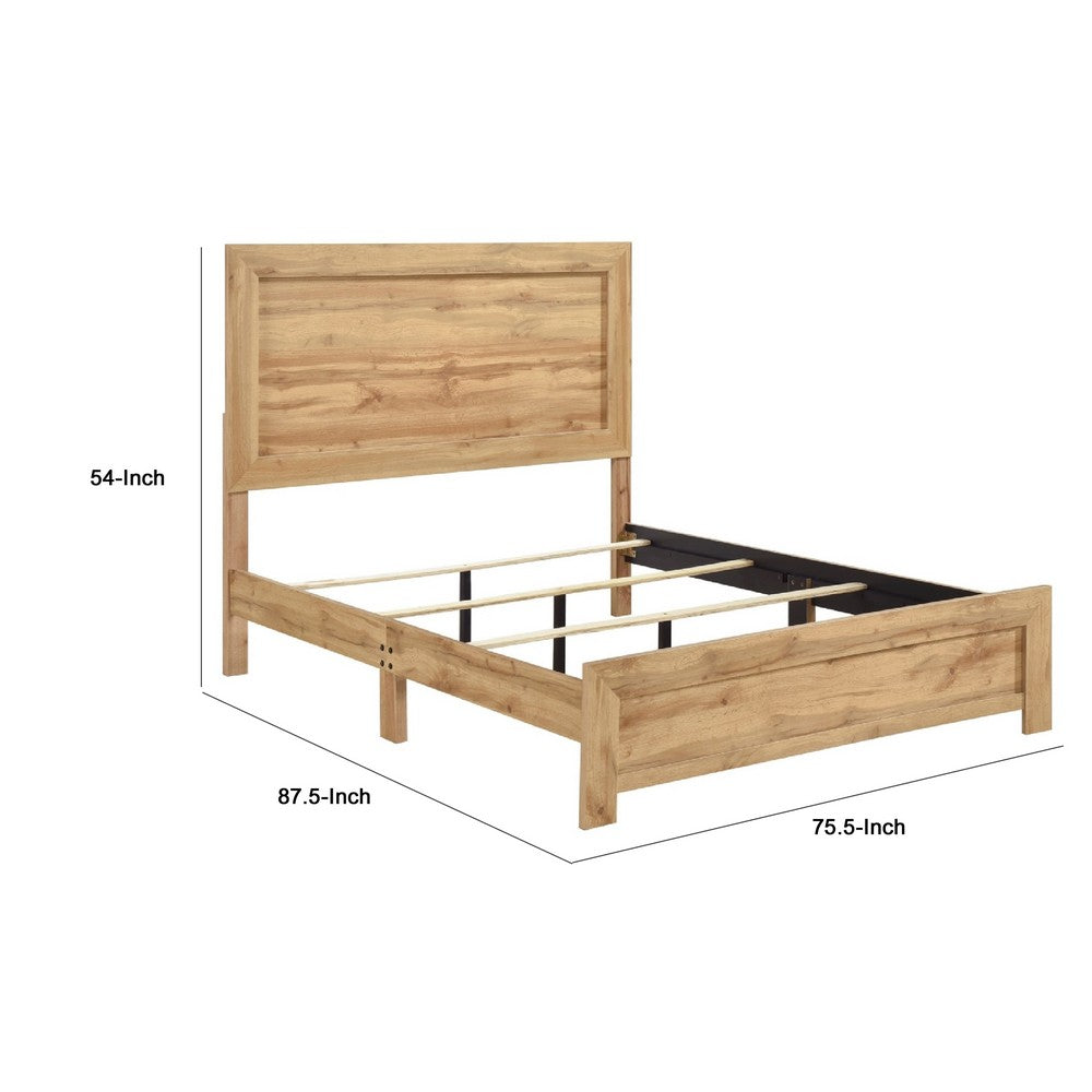 Eby California King Bed | Panel Design | Natural Brown Melamine Laminate