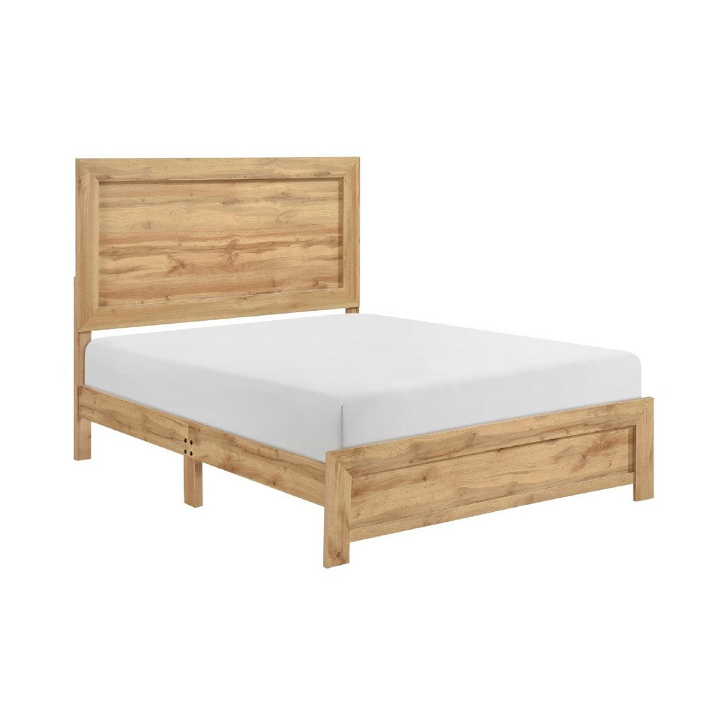 Eby King Size Bed | Panel Design | Natural Brown Melamine Laminate