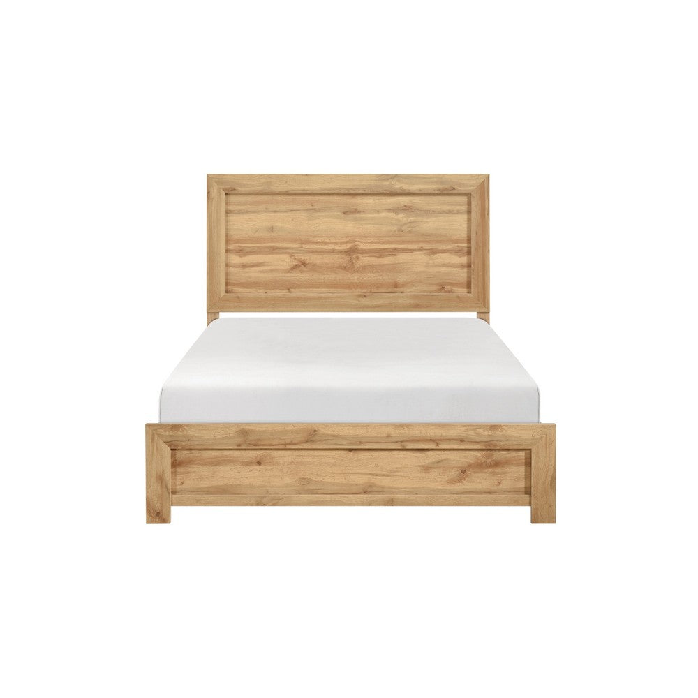 Eby King Size Bed | Panel Design | Natural Brown Melamine Laminate