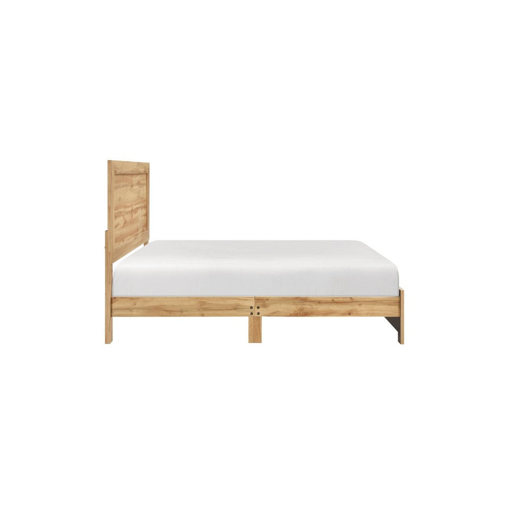 Eby King Size Bed | Panel Design | Natural Brown Melamine Laminate