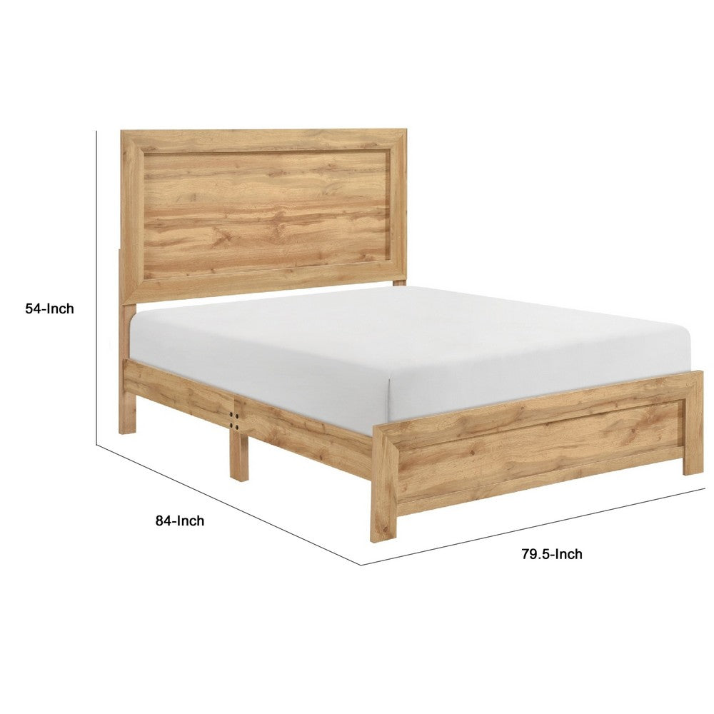 Eby King Size Bed | Panel Design | Natural Brown Melamine Laminate