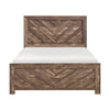 Eby Queen Size Bed | Modern Chevron Panel Design | Veneer Brown